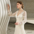 Neck Lace Applique wedding dress bridal gown plus size